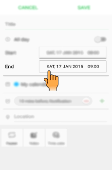 How to add event in S Planner in Samsung Galaxy J Series?