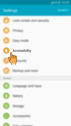 How to turn on Direct access option in Samsung Galaxy J7(SM-J700F)?