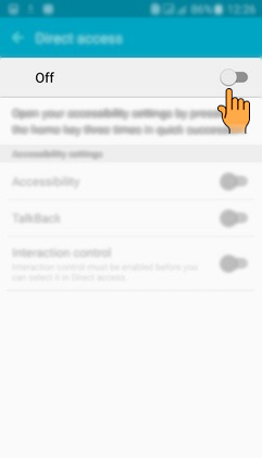 How to turn on Direct access option in Samsung Galaxy J7(SM-J700F)?