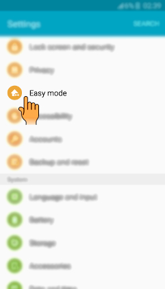 How to enable Easy mode in Samsung Galaxy J7(SM-J700F)?