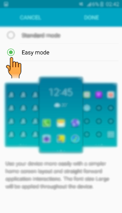 How to enable Easy mode in Samsung Galaxy J7(SM-J700F)?