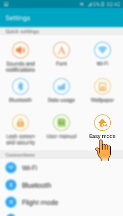How to disable Easy mode in Samsung Galaxy J7(SM-J700F)?