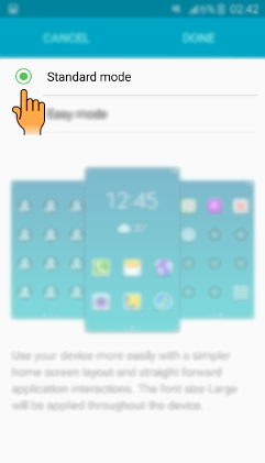 How to disable Easy mode in Samsung Galaxy J7(SM-J700F)?