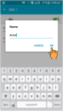 How to change the Display Name of SIM card in Samsung Galaxy On7(SM-G600FY)?