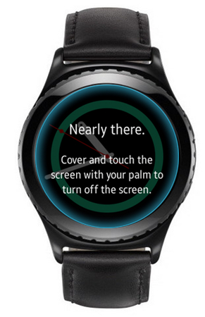 cover and touch with palm galaxy watch