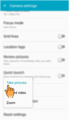How to use Camera settings in Samsung Galaxy J2(SM-J200G)?