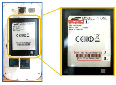 Where can I check the Model Code, Serial Number & IMEI code in Samsung Mobile Phones?