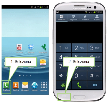 telefono, menu