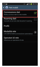 Verificare le opzioni della connessione dati