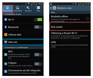 Selezionare Reti mobili