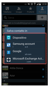 Scegli poi la posizione in cui desideri importare i contatti