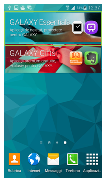 Dalla schermata Home, tocca il widget Galaxy Essential
