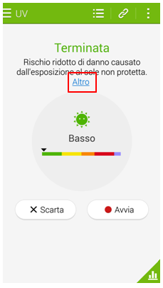 Informazioni raggi UV di S Health