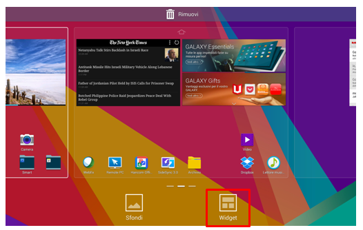 Posizione icona Widget su Galaxy Tab