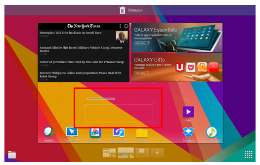 Tenere premuto il widget per spostarlo