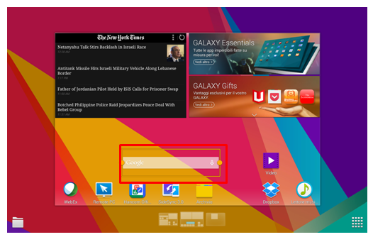 Barra di ricerca Google su Galaxy Tab