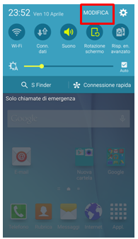 Ti comparirà il pannello delle notifiche. Per vedere tutte le icone del pannello, premi su Modifica