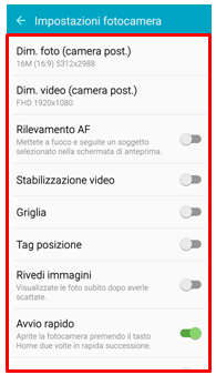 Premi sulla rotellina dentata per accedere alle Impostazioni