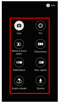 Tornando alla fotocamera, se trascini da sinistra verso destra vedi i Modi disponibili.2