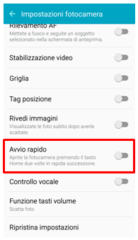 Dallo stesso menu, la funzione può anche essere disattivata2