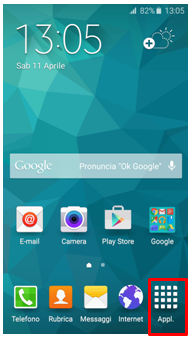Dalla schermata principale vai su Appl