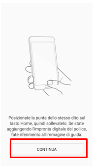 Se non viene rilevata l'impronta comparirà un messaggio di avviso. Nel caso in cui non hai completato la registrazione al 100% ricomparirà un secondo messaggio di avviso per poter continuare.2