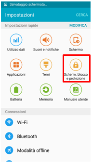 Vai su Scherm. blocco e protezione