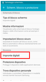 e premi su Impronte digitali