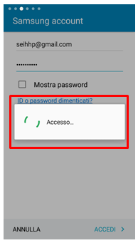 Accesso Samsung account