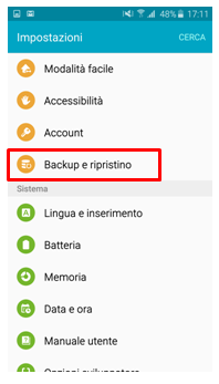 Seleziona dall'elenco Backup e Ripristino2