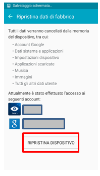Ripristino Dispositivo