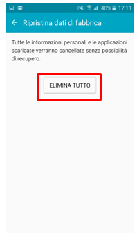 e poi Elimina Tutto