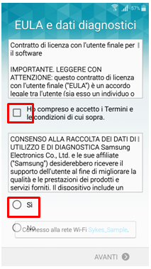 Eula e dati diagnostici