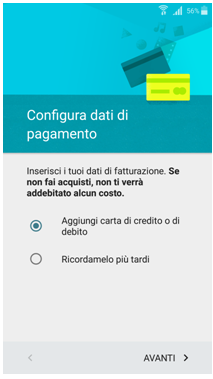 Configura dati di pagamento