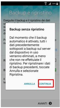 Backup senza ripristino