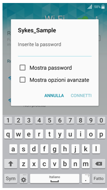 Inserite la password