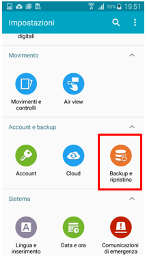 Seleziona Backup e ripristino.2