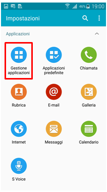 Seleziona Gestione Applicazioni