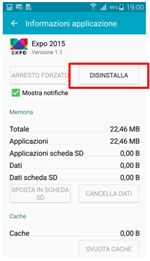 Puoi premi su disinstalla