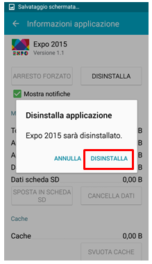 Puoi premi su disinstalla