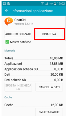 Disattiva