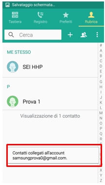 Contatti collegatti all'account