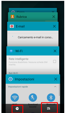 Licona nella parte destra chiude tutte le finistre delle applicazioni aperte