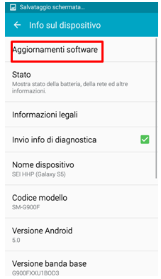 Seleziona Aggiornamenti Software