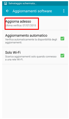 Premi su Aggiorna adesso