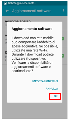 Se sono disponibili degli aggiornamenti verranno rilevati dal telefono sul server