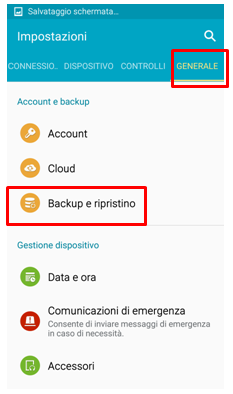 poi Backup e ripristino