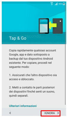 Ignora e procedere con la configurazione