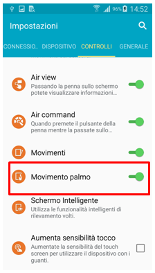 Seleziona movimento palmo
