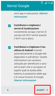 il sistema lo rileva e lo importerà automaticamente sul telefono